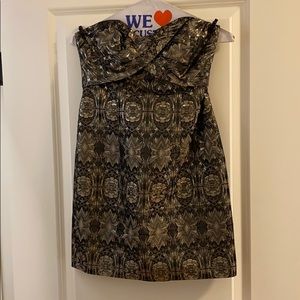Nicole Miller strapless brocade minidress sz 0